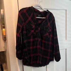 Rails Black and Burgundy Plaid Button-Front Shirt